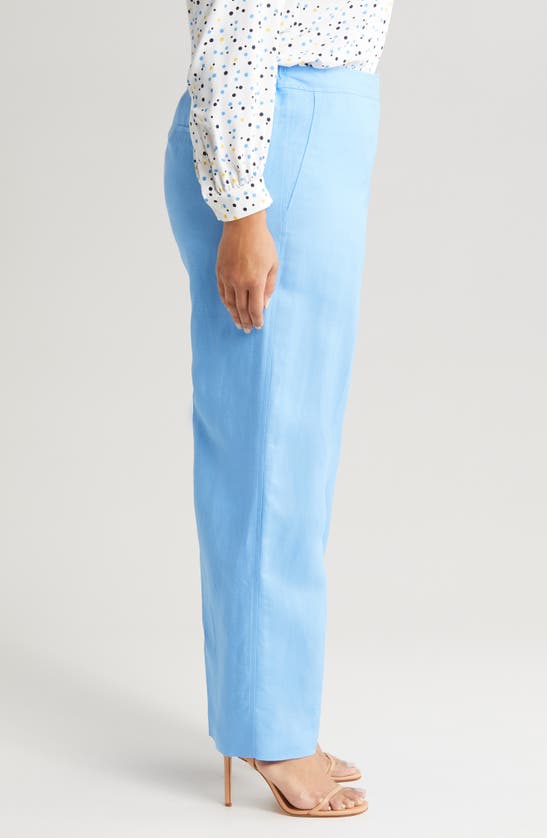 Shop Anne Klein Wide Leg Linen Blend Pants In Shore Blue