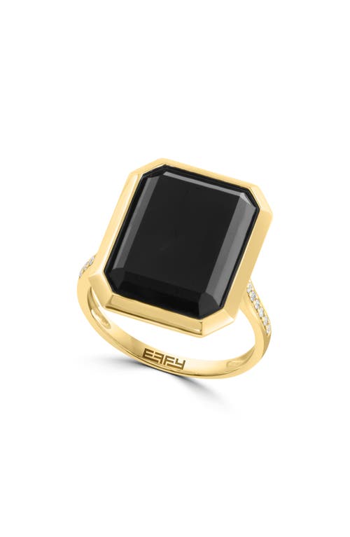 Effy 14k Gold Diamond Band Onyx Ring In Gold/black