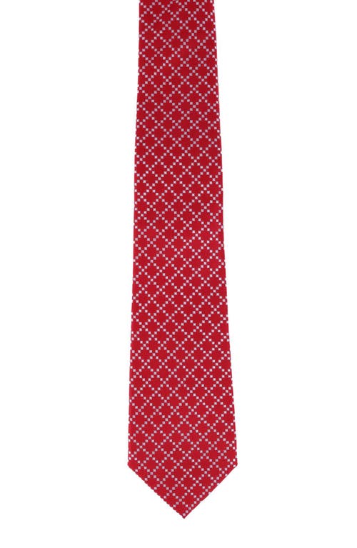Trafalgar Rowan Geo Pattern Silk Tie In Red