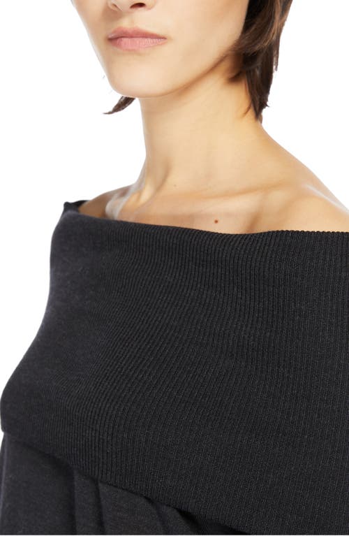 Shop Max Mara Leisure Rivetto Wool Cowl Neck Sweater In Dark Grey