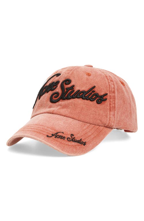 Acne Studios Carliy Tourist Logo Embroidered Cotton Twill Baseball Cap in Brick Red at Nordstrom