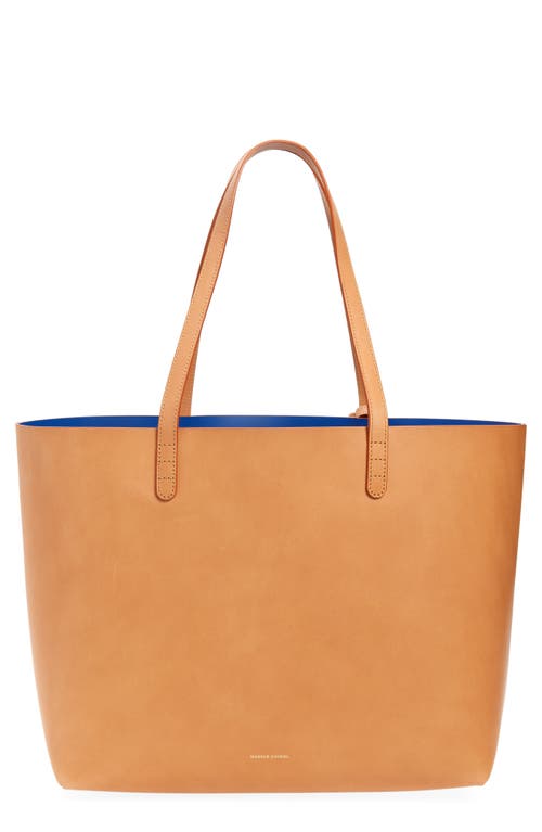 Mansur Gavriel Large Leather Tote In Cammello/royal