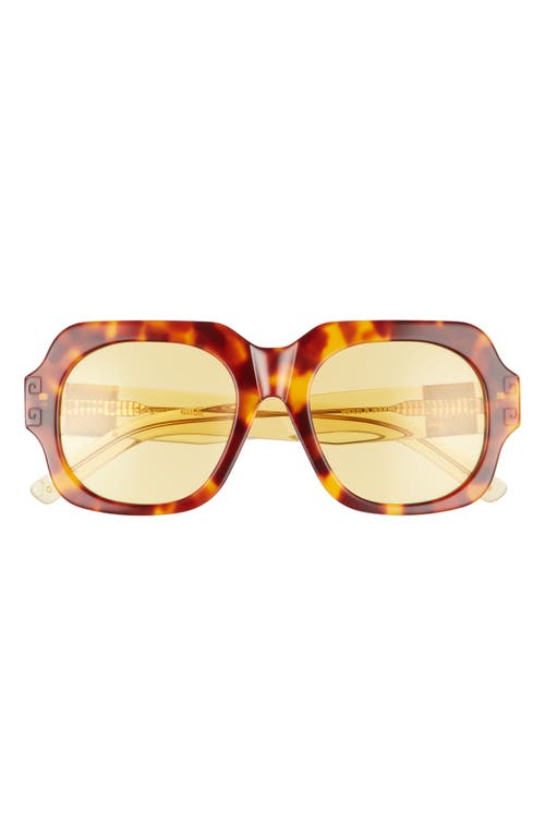 51.5mm Square Sunglasses in Tortoise Solid Yellow Lenses
