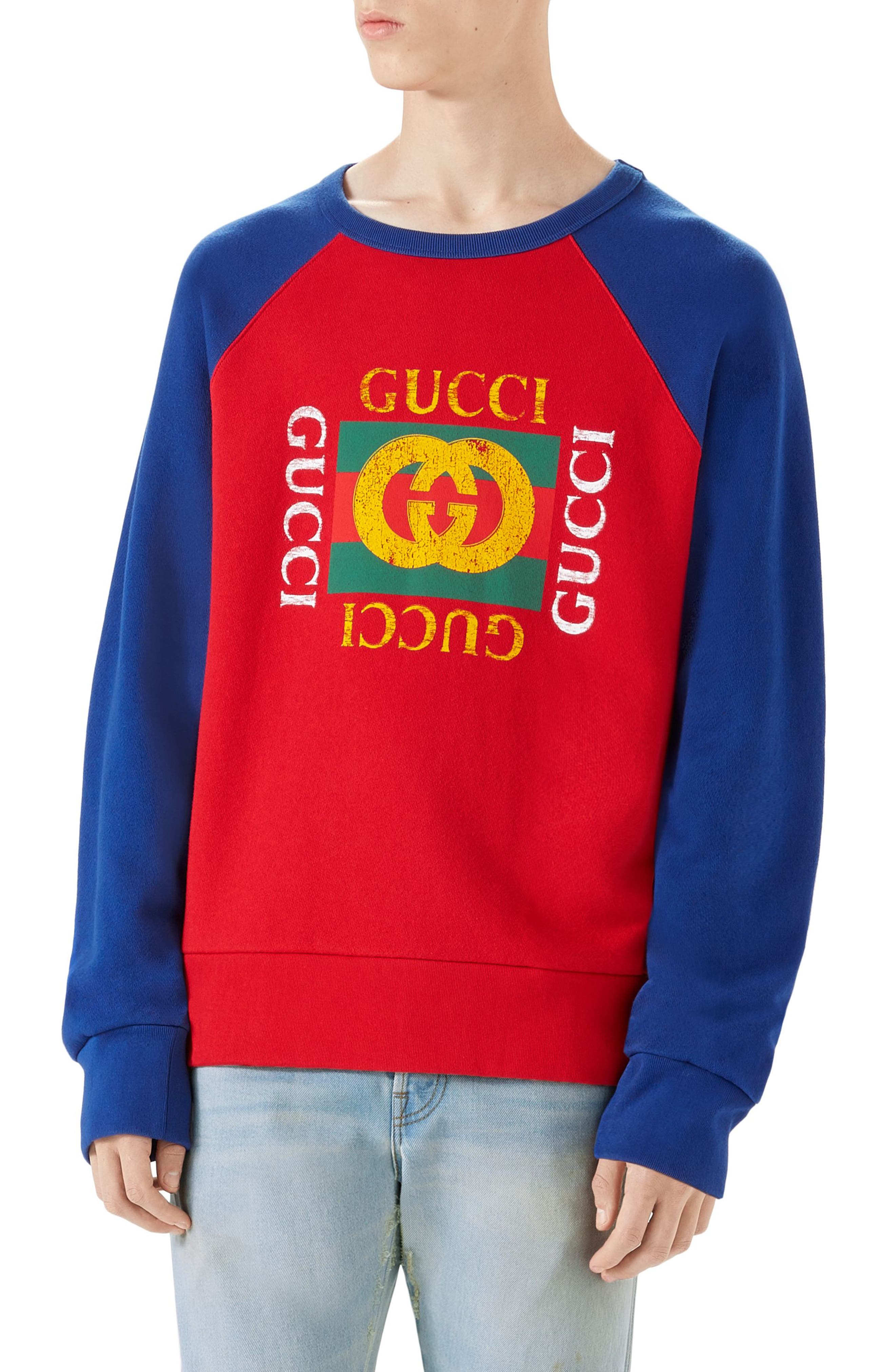 blue and red gucci sweater