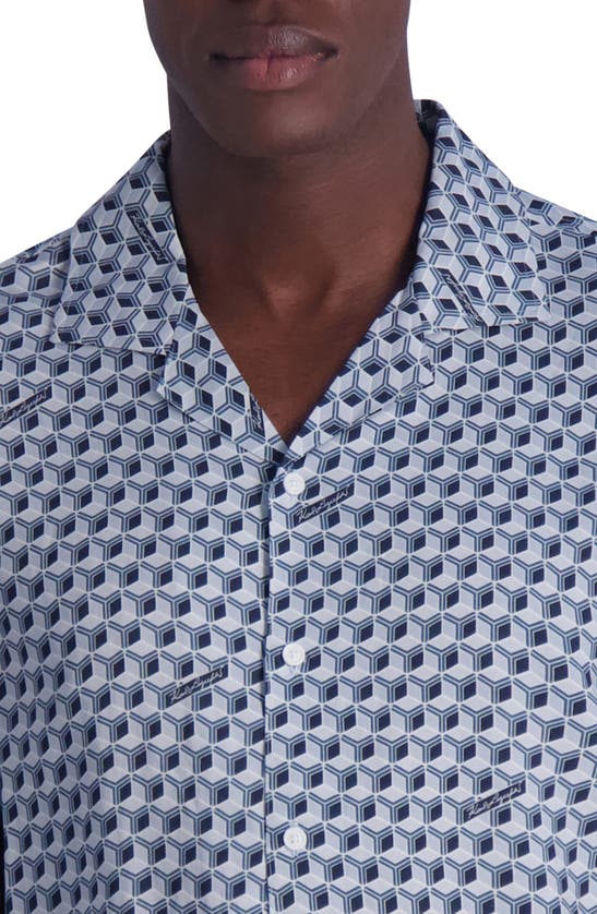 Shop Karl Lagerfeld Paris Geo Print Short Sleeve Button-up Shirt In Blue Multi