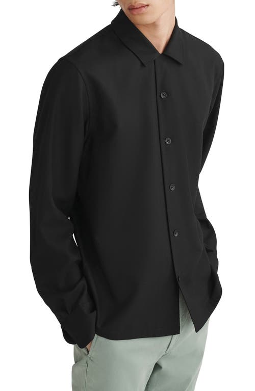 rag & bone Avery Wool Blend Crepe Button-Up Shirt Blk at Nordstrom,