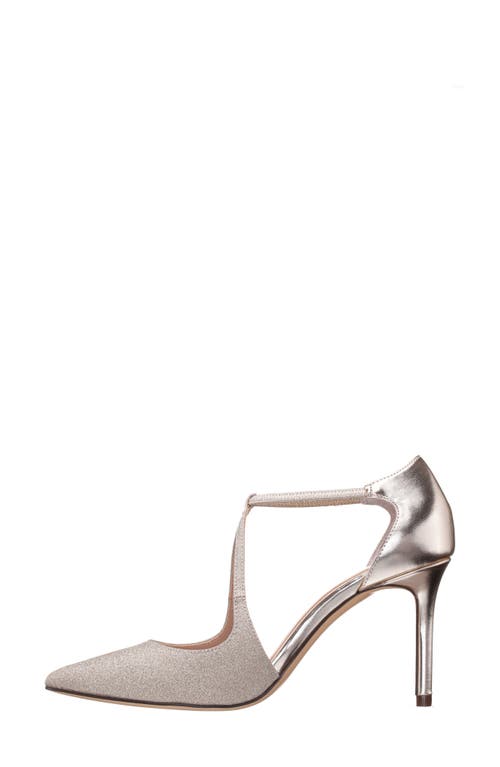 Nina Netta Ankle Strap Pointed Toe Pump In Platino