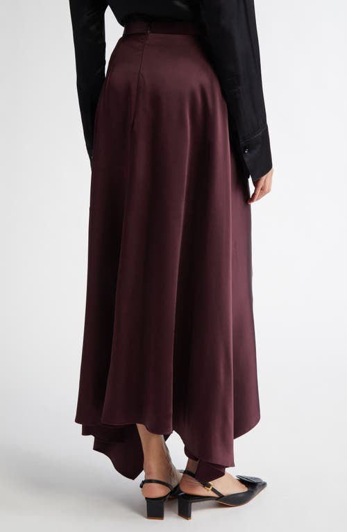 Shop Erdem Asymmetric Drape Satin Cady Maxi Skirt In Elderberry