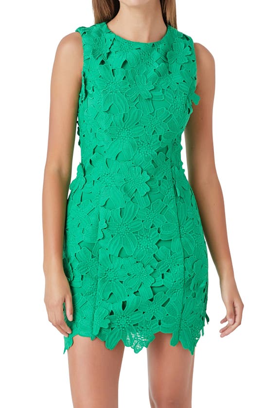 Endless Rose Floral Embroidered Sheath Dress In Kelly Green