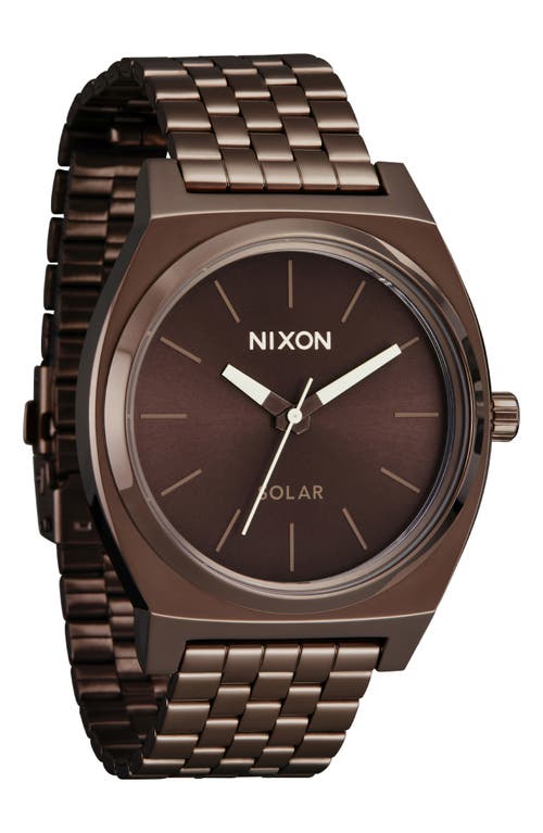 Shop Nixon Time Teller Solar Bracelet Watch, 40mm In Chocolate/cappuccino