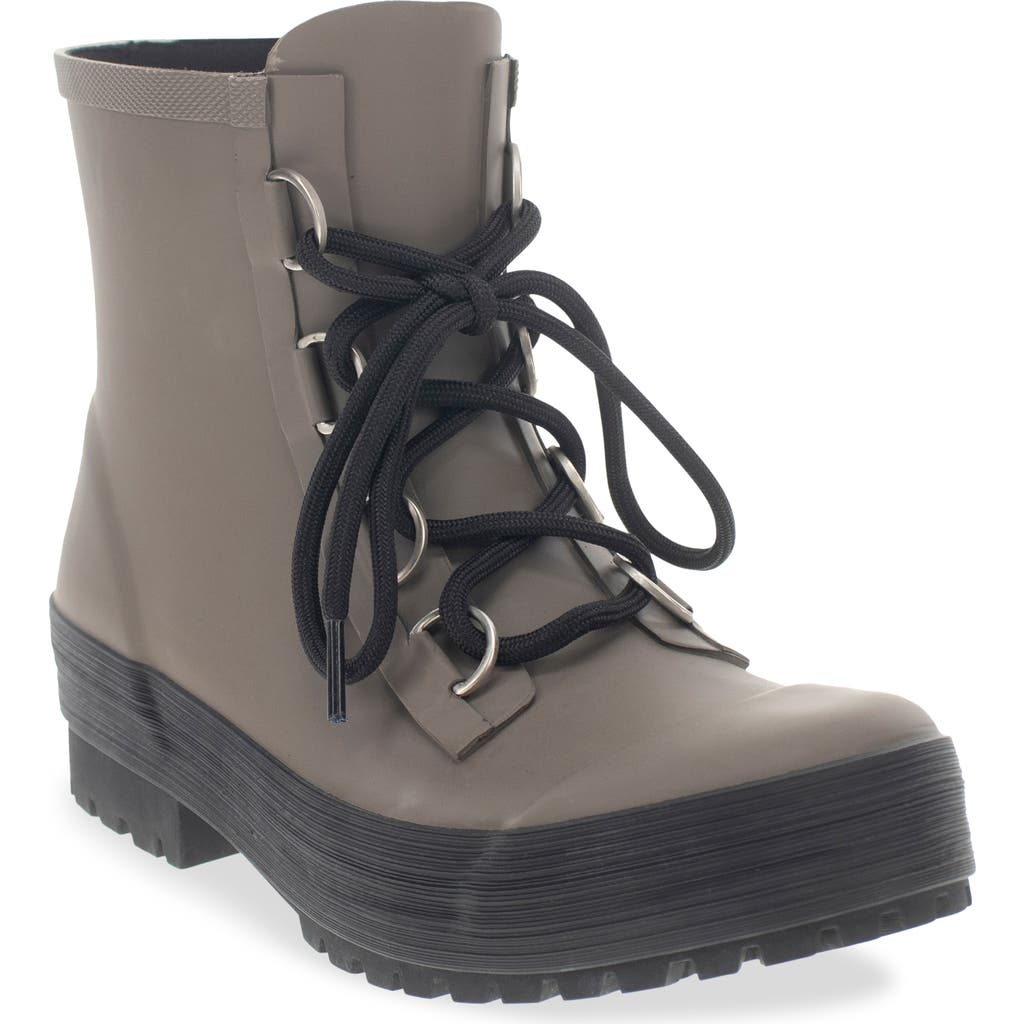 Chooka Ava Lace-up Ankle Rain Boot In Dark Taupe In Dark Taupe