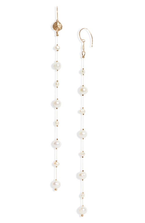 Desnuda Baroque Pearl Linear Earrings in Gold/pure Pearl