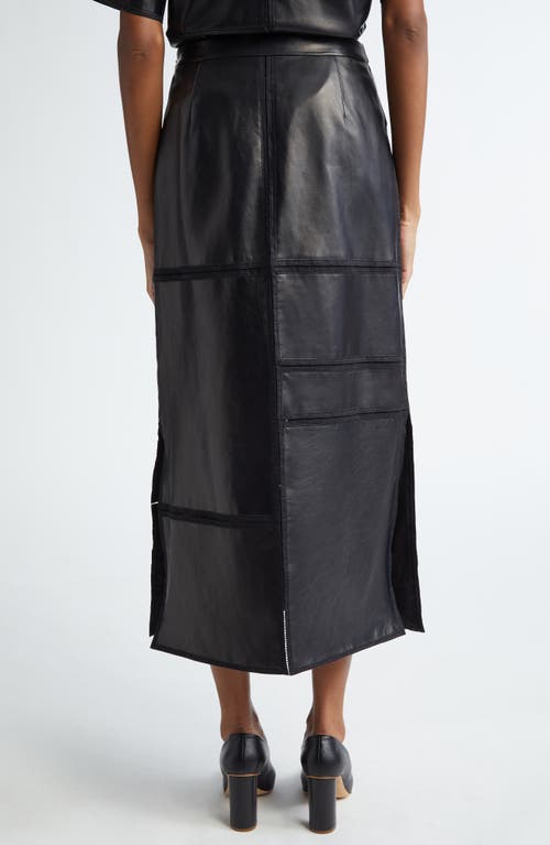 LAFAYETTE 148 LAFAYETTE 148 NEW YORK BLOCK PANEL LAMBSKIN LEATHER SKIRT 