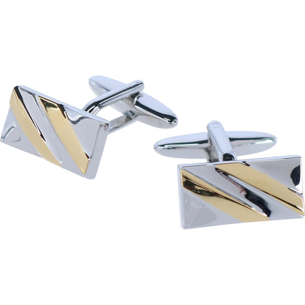 Trafalgar Rhodium And Gold Detailed Cufflinks In Silver And Gold