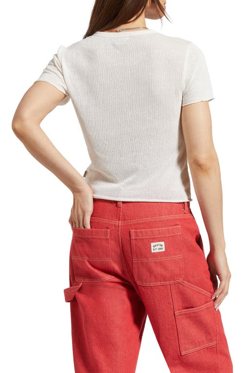 Brixton Semisheer Knit Short Sleeve Top In Off White