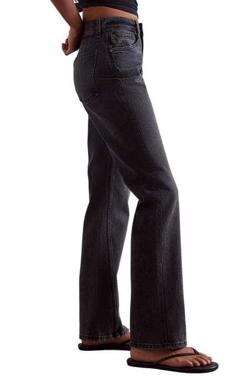 Shop Free People Xena Slim Straight Nonstretch Denim Jeans In Dark Night