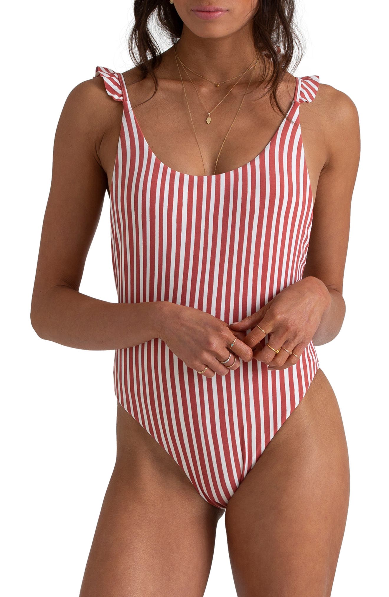 Billabong X Sincerely Jules Dos Palmas One-Piece Swimsuit, Red