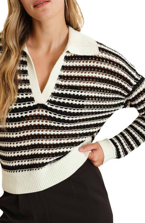 BLU PEPPER BLU PEPPER STRIPE CROP POLO SWEATER