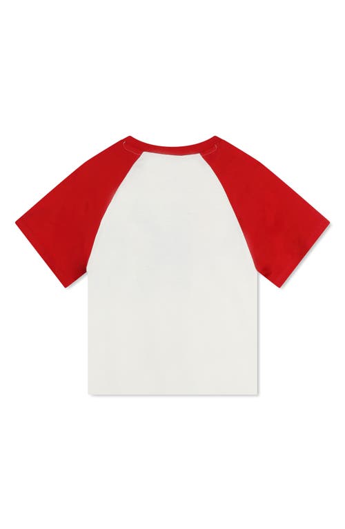 Shop Kenzo Kids' Cotton Logo Graphic Baseball T-shirt In Ivory