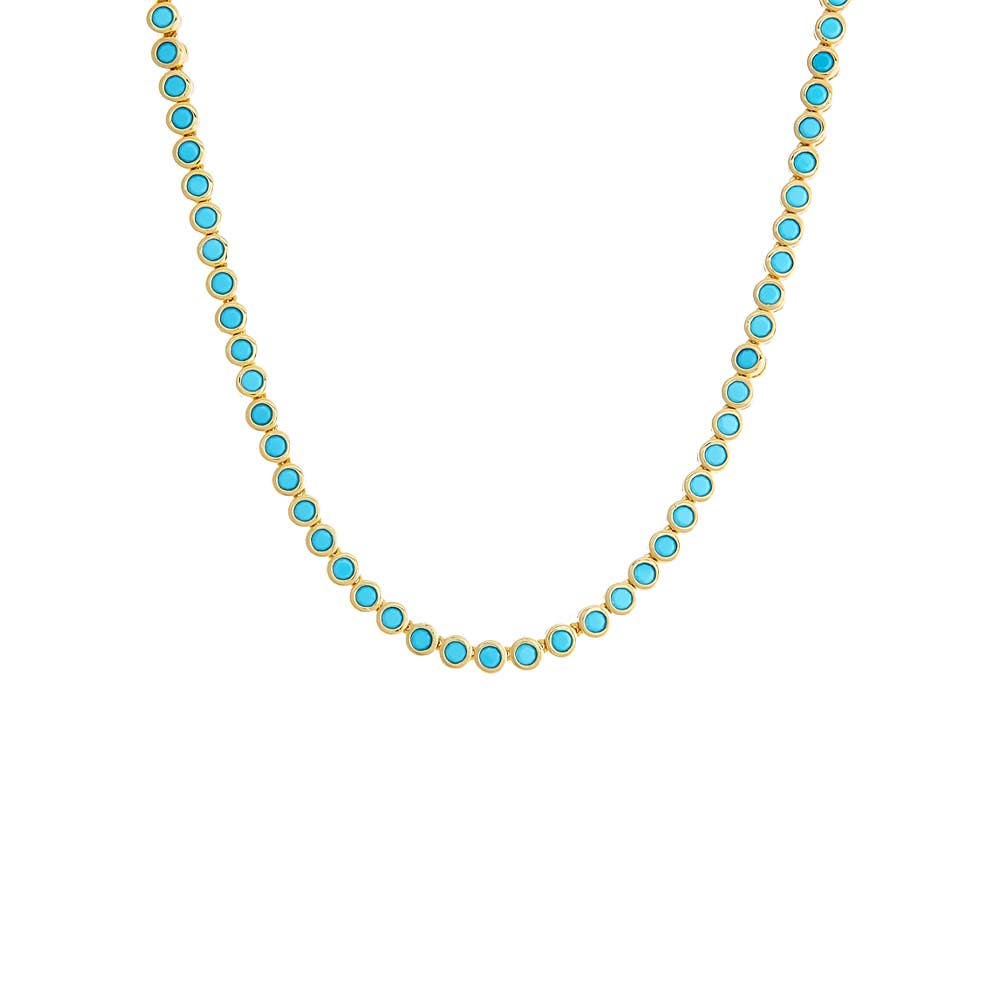 BY ADINA EDEN Turquoise CZ Bezel Tennis Necklace Cover