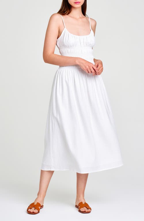 WAYF WAYF ISABELLE SMOCKED LINEN BLEND MIDI SUNDRESS 