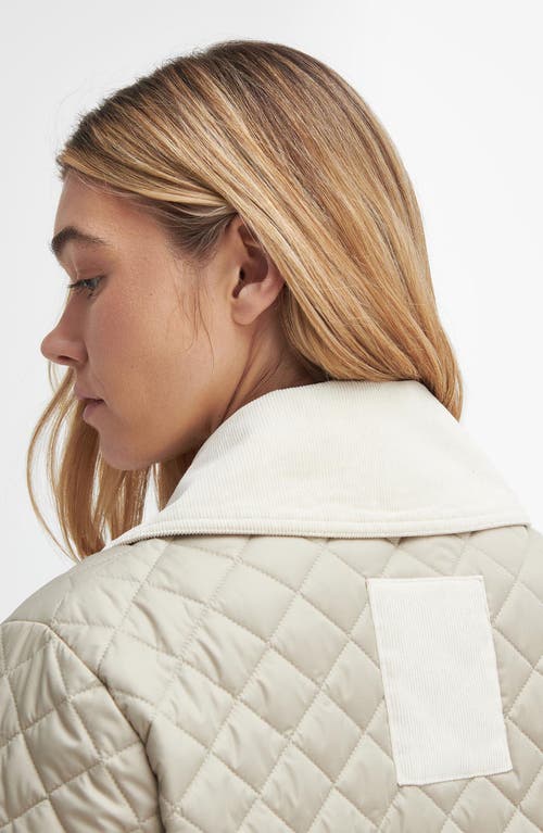 Shop Barbour Fleur Quilted Jacket In Light Sand/blanc