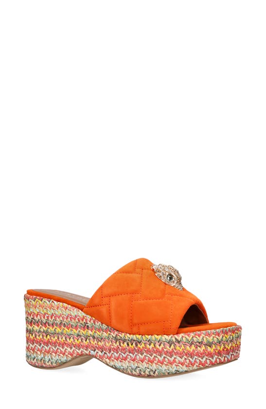 Kurt Geiger Leather Kensington Wedge Mules In Orange