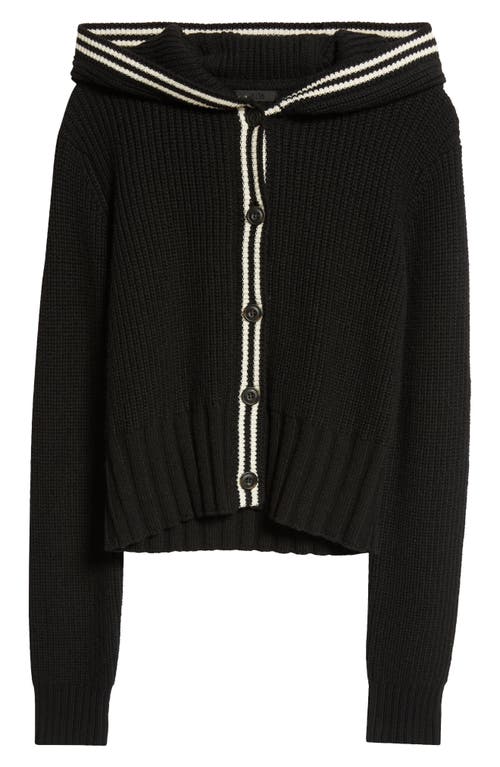 Shop Atm Anthony Thomas Melillo Hooded Rib Cardigan In Black/chalk