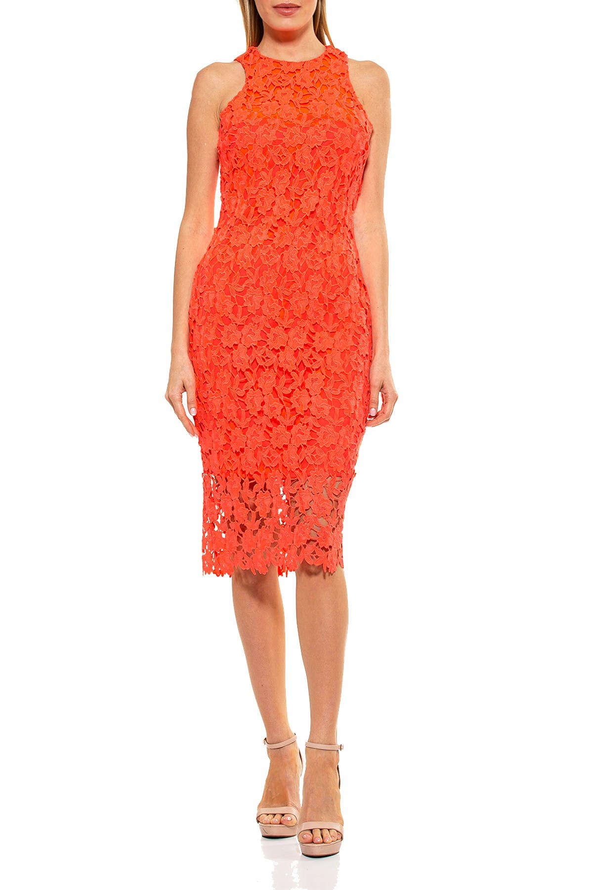 alexia admor floral lace midi dress