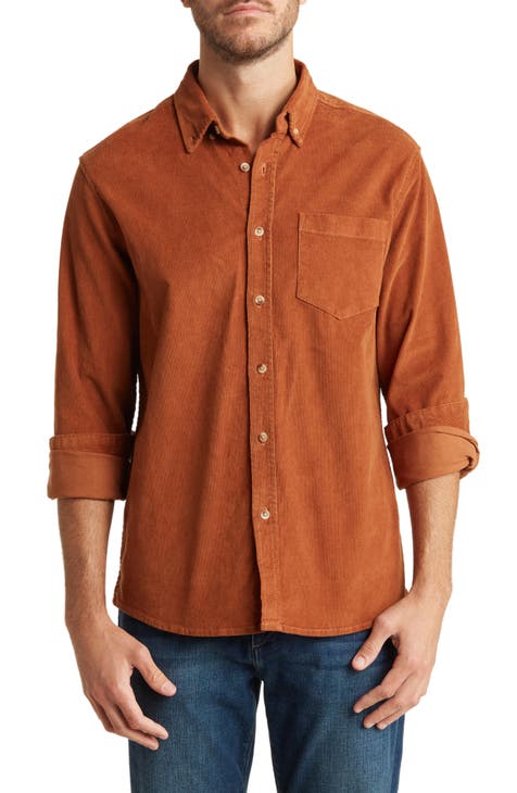 Solid Long Sleeve Cotton Button-Down Shirt