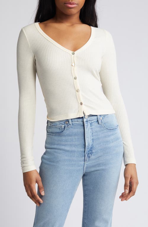Odette Rib Cardigan Sweater in Pearled Ivory
