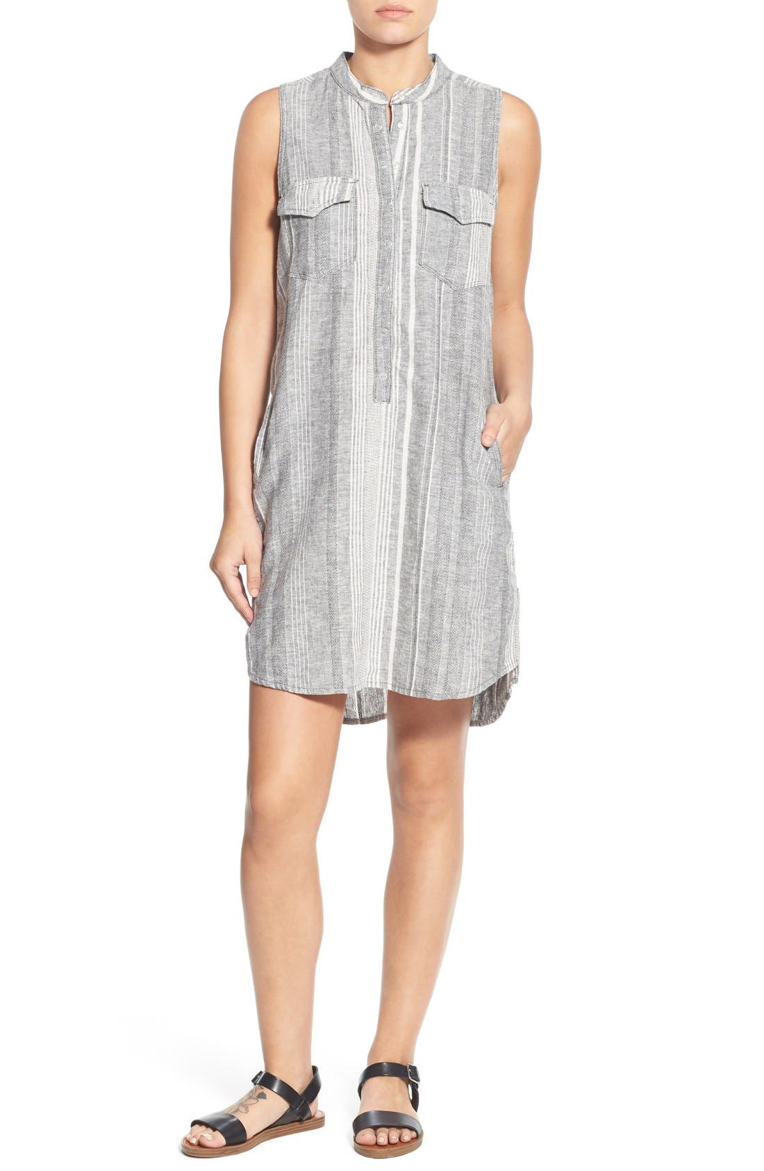 BLANKNYC 'Out of Spite' Sleeveless Linen & Cotton Shirtdress Nordstrom