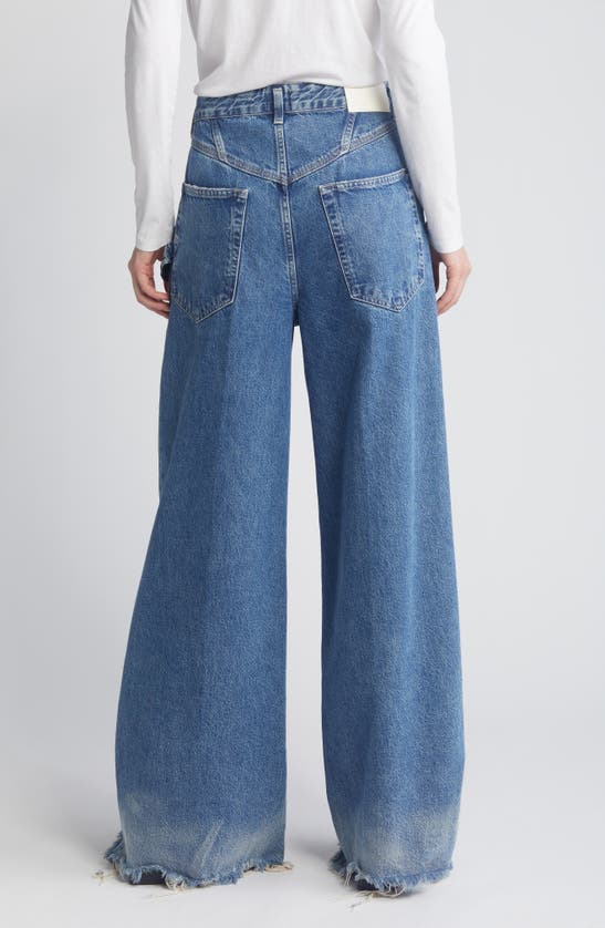 Shop Closed Morus Belted Wide Leg Jeans In Dark Blue