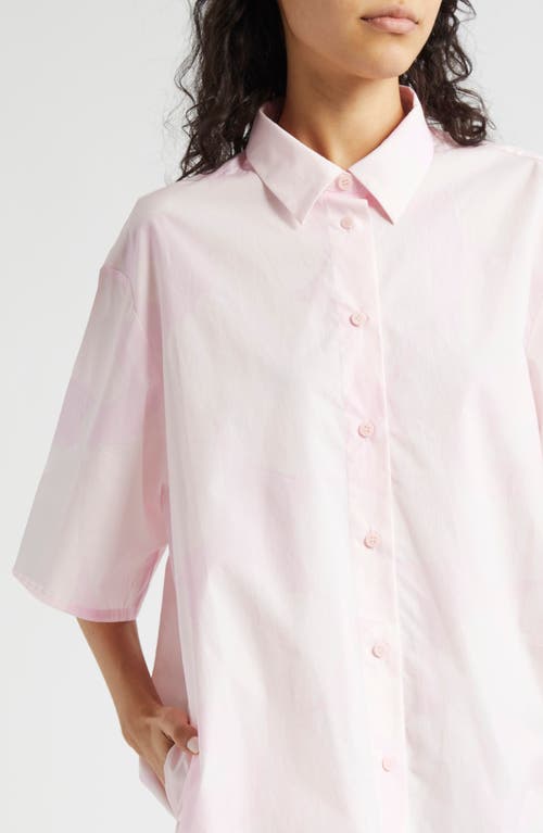 Shop Marimekko Monolitti Unikko Poplin Shirtdress In Light Pink