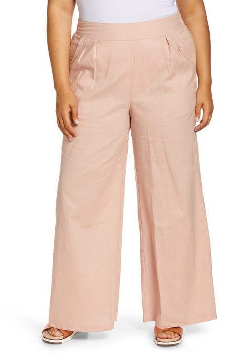 Fabletics Peach Coral High Waist Flare Wide Leg Joggers Size