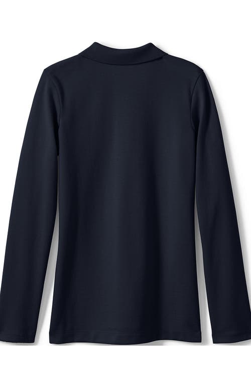 Shop Lands' End School Uniform Girls Long Sleeve Feminine Fit Mesh Polo Shirt In Classic Navy