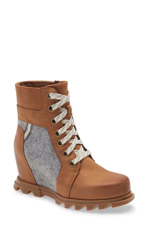 Size 7”5 SOREL Joan of Arctic Waterproof Wedge III Lexie Lace-Up Bootie in Taffy Gum at Nordstrom,