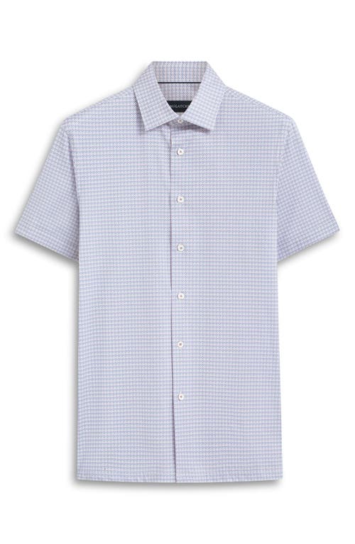 Shop Bugatchi Milo Ooohcotton® Diamond Print Short Sleeve Button-up Shirt In Lavender