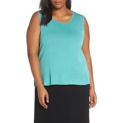 Plus Size Ming Wang Scoop Neck Tank, Green