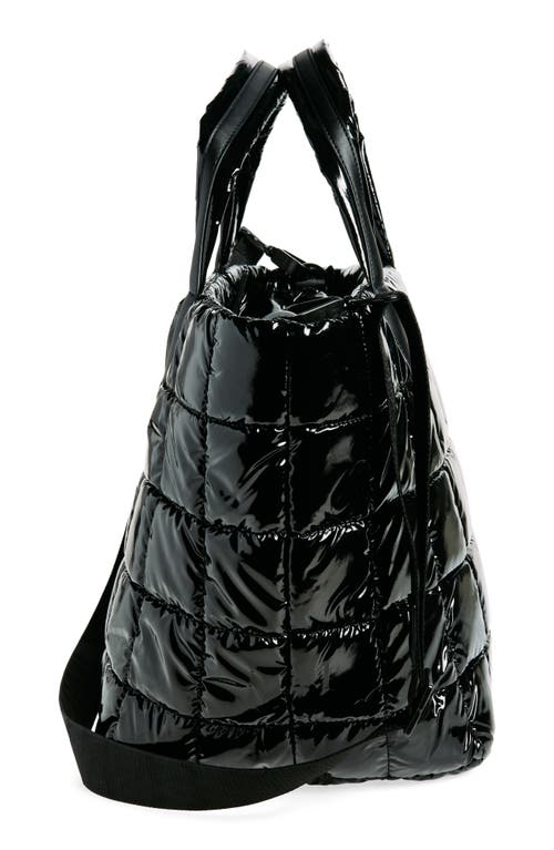 Veecollective Medium Porter Water Repellent Quilted Recycled Nylon Tote In Black Vinyl