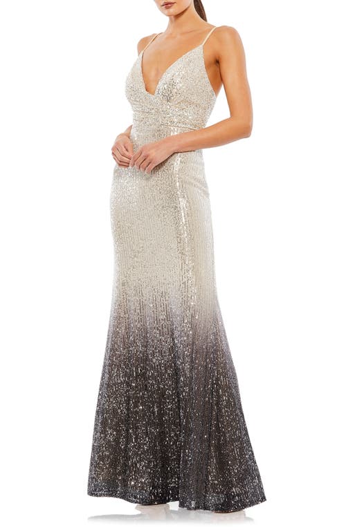 Shop Ieena For Mac Duggal Sequin Ombré Mermaid Gown In Silver/charcoal