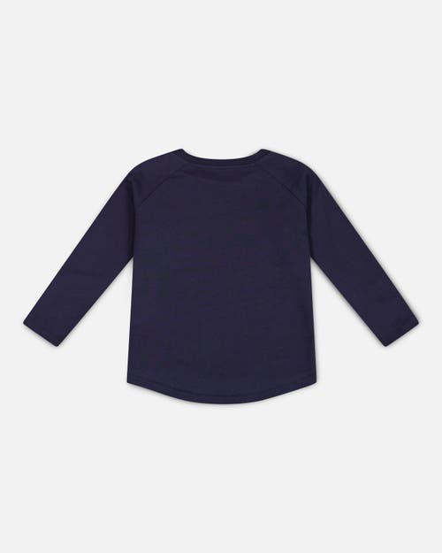 Shop Deux Par Deux Little Boy's Raglan T-shirt With Dinosaure Print Navy In Peacoat