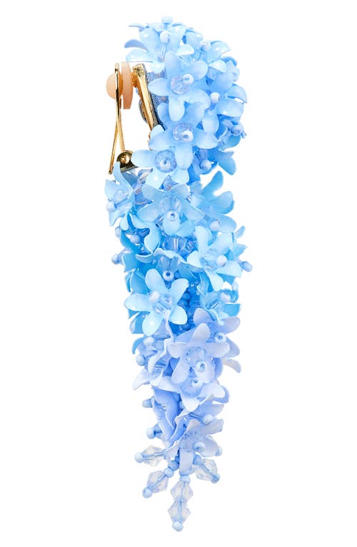 Shop Oscar De La Renta Flower Cascade Clip-on Drop Earrings In Powder Blue