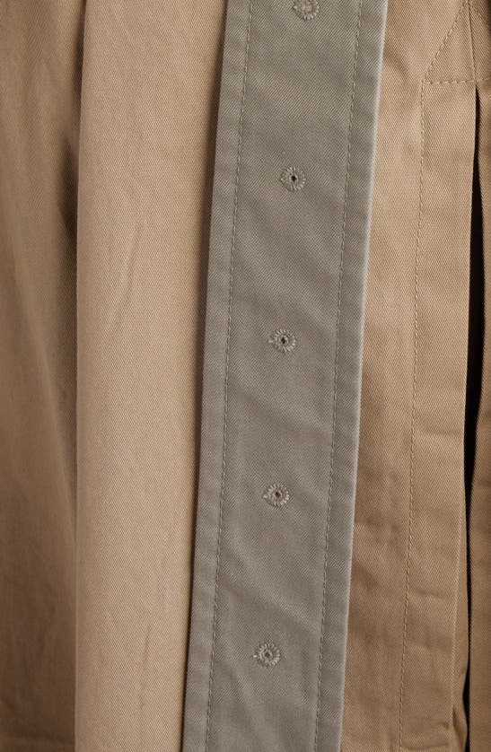 Shop Balenciaga Double Sleeve Mixed Media Trench Coat In Beige