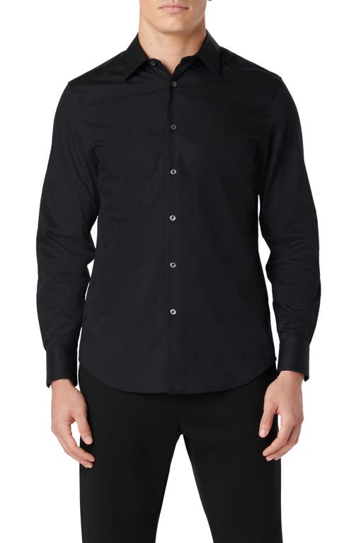 Bugatchi Julian Shaped Fit Woven Button-Up Shirt Black at Nordstrom,