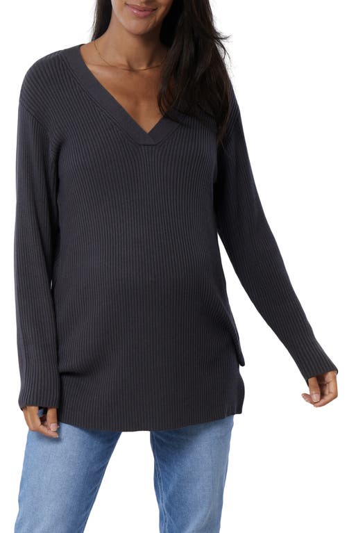 Ingrid & Isabel Side Zip Maternity/Nursing Sweater Asphalt at Nordstrom,