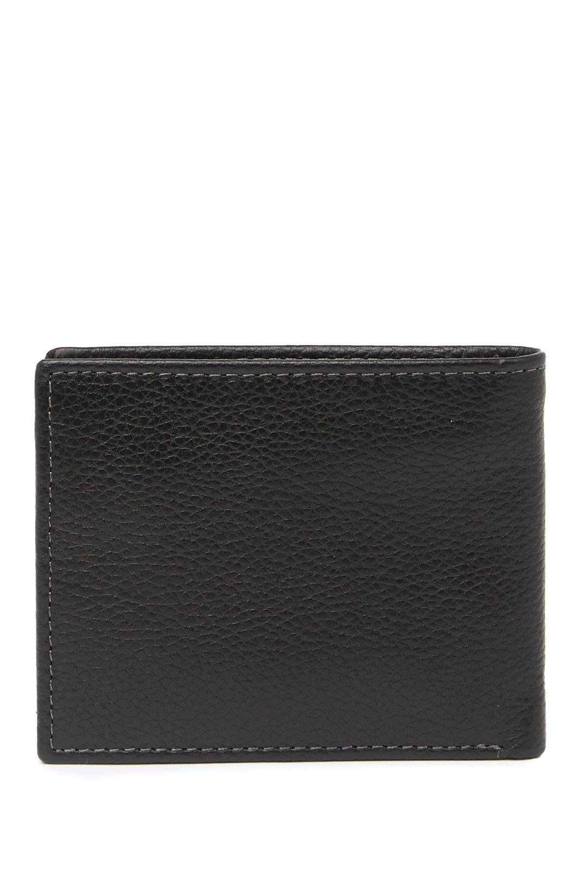 calvin klein men's smooth shine leather bifold id wallet