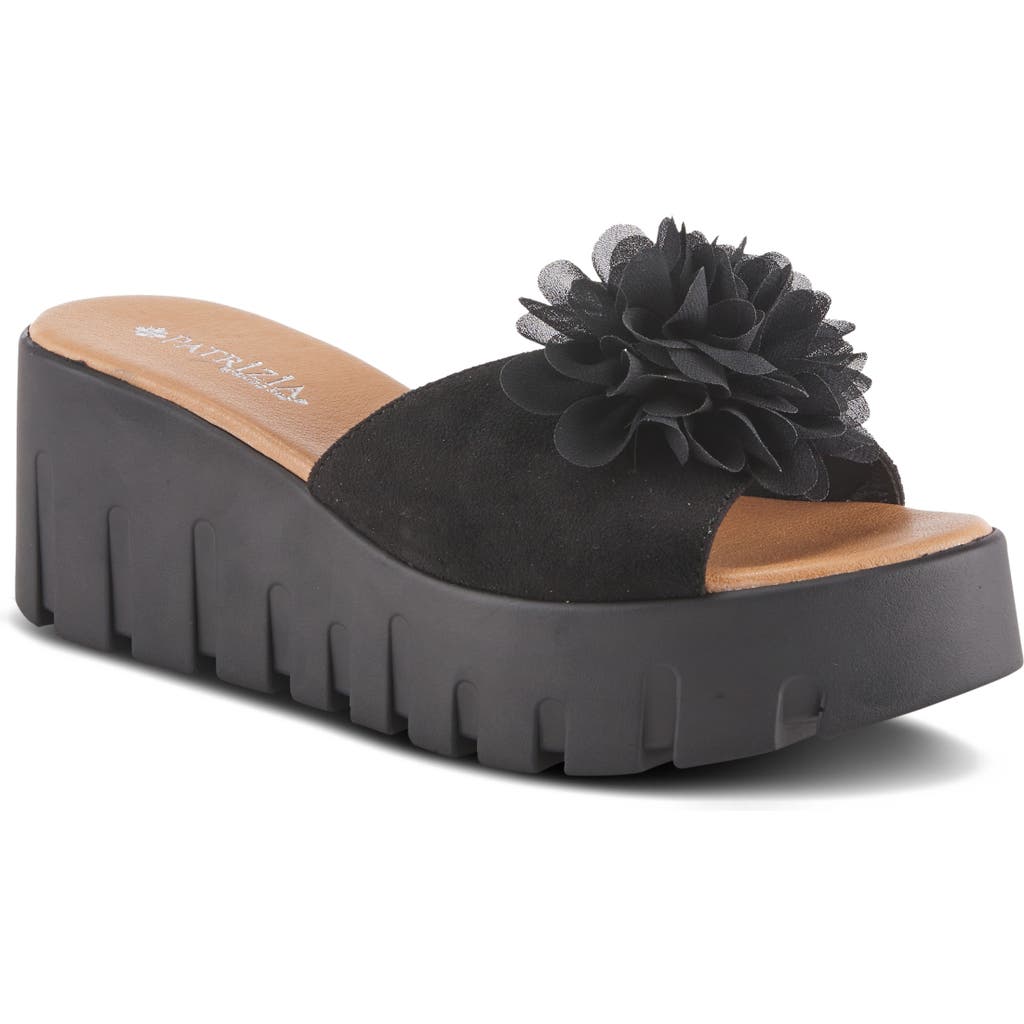 Patrizia By Spring Step Mumsie Floral Platform Slide Sandal In Black