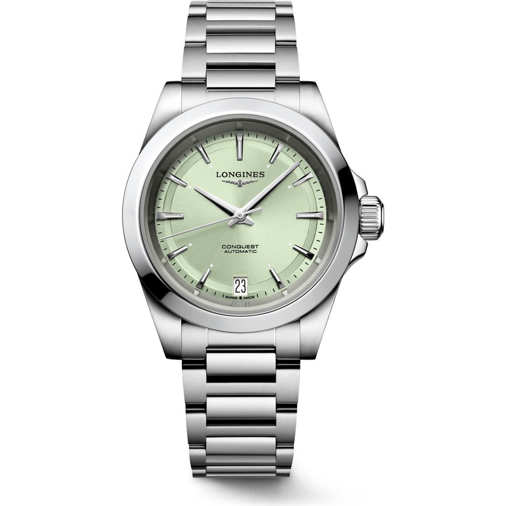 Longines Women's Swiss Automatic Conquest Stainless Steel Bracelet Watch 34mm In Green