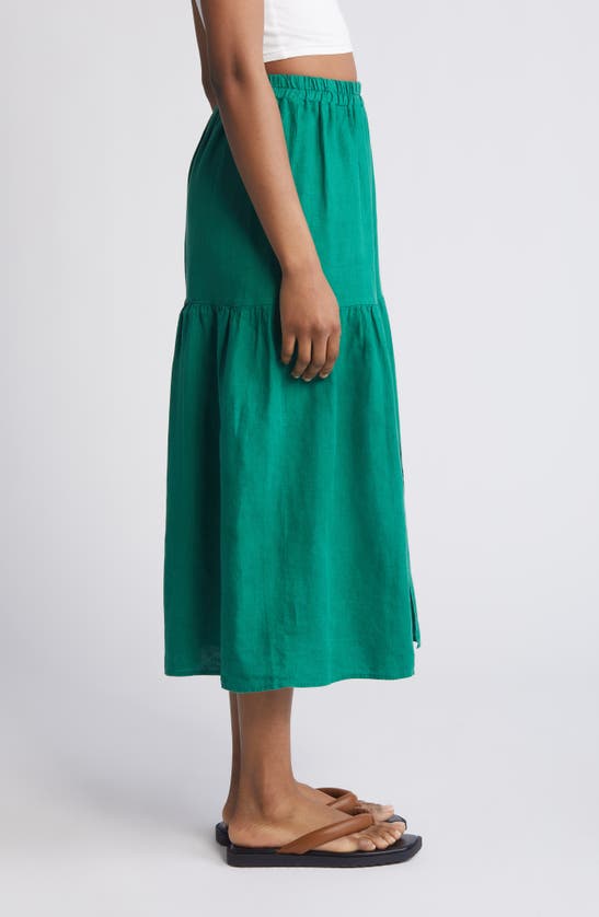 Shop Nation Ltd Esmeralda Linen Midi Skirt In Verdant Green